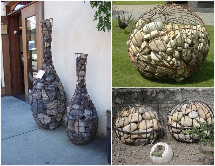 Скульптуры и объекты из габионов
