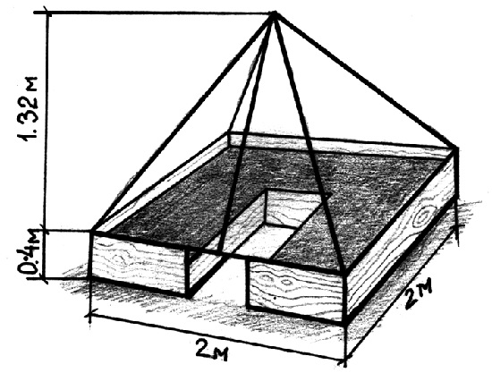 Схема теплицы пирамиды с высоким фундаментом